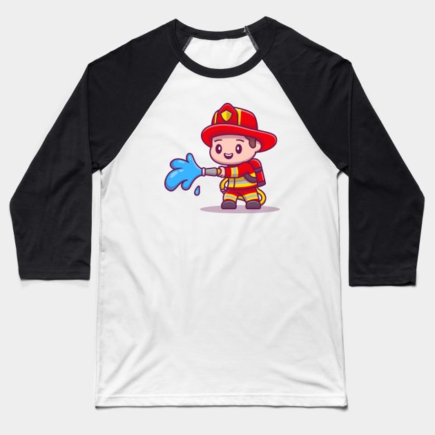 Cute Firefighter Baseball T-Shirt by Catalyst Labs